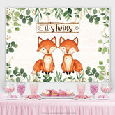 Grün Blätter Und Füchse Es ist Zwillinge Baby Dusche Hintergrund